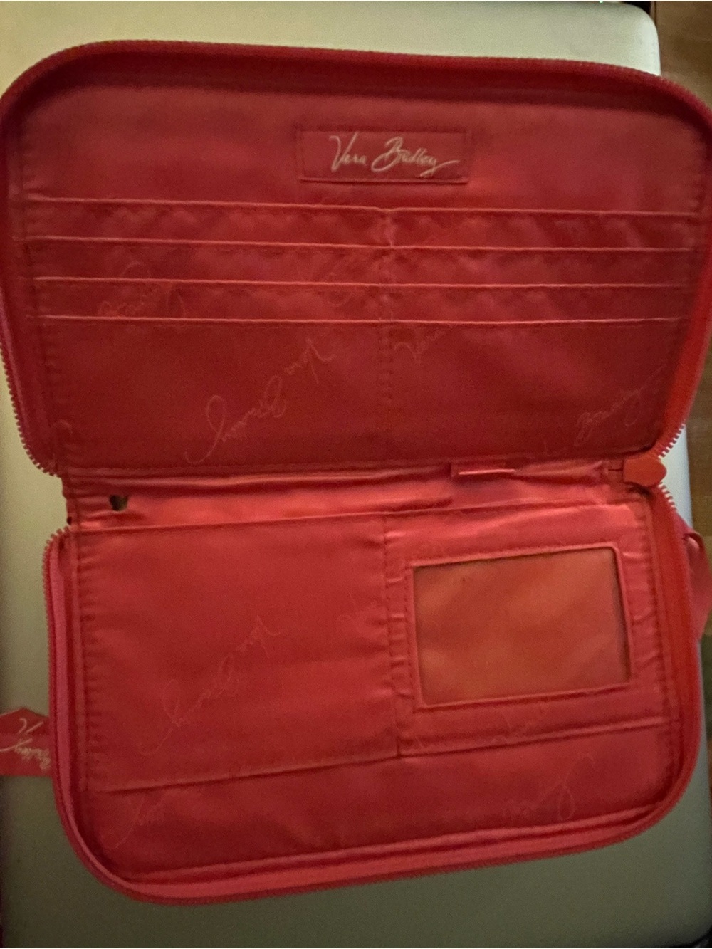 2/$25 - Vera Bradley Coral Pink Quilted Zip Wallet with Floral Paisley - Picture 3 of 3